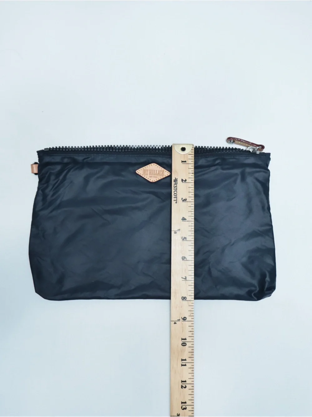 MZ Wallace Navy Blue Nylon Cosmetic Pouch with Tan Leather Accent